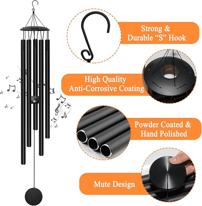 Large Wind Chimes for Outside Deep Tone, 65" Deep Tone Wind Chimes for Outside Porch Garden Patio Balcony Memorial Room Decor, Memorial Sympathy Gift for Loss of Loved One