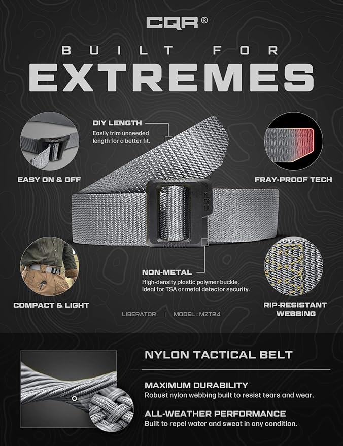CQR Tactical Belt, Military Style Heavy Duty Belt, Webbing EDC Quick-Release Buckle