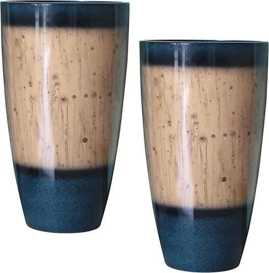 RUBBER BOND Plant Pots 2 Pack - Modern Indoor/Outdoor Planters for Home Decor - Weather-Resistant Large Flower Pots - Lightweight 22 Inches Tall Planters