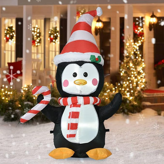 Lvydec Lighted Inflatable Penguin Christmas Outdoor Decoration Clearance - 4ft Blow Up Penguin with Built-in LED Lights for Christmas Holiday Yard Decoration