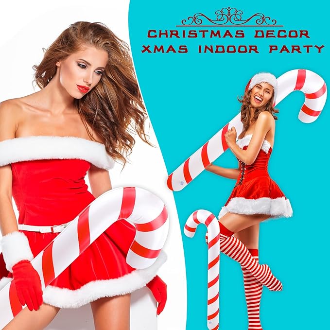 8 Pcs 47 Inch 35 Inch Christmas Inflatable Candy Canes Large Blow Up Candy Canes Balloons for Outdoor Christmas Holiday Party Decorations (Color Style 1)