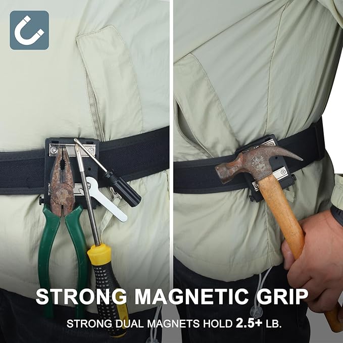 Quick-Release Magnetic Tool Holder Powerful Magnet Belt Holster for Hammer,Wrench,Screws,Nails,or Any Mental Tools and Hardware