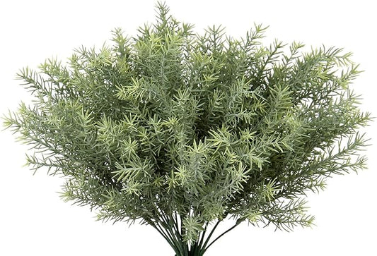 Artificial Rosemary Stems Fake Greenery Plants Faux Bushes Shrubs in Frosted Green for Decor Home Indoor Outdoor Garden 4pcs