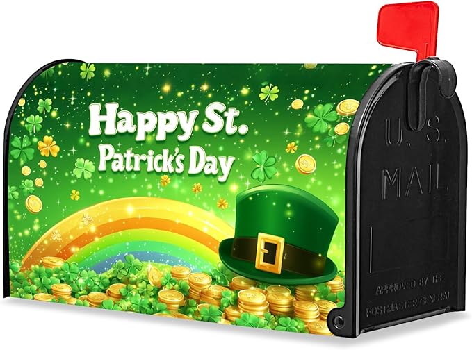 Nanikore St. Patrick's Day Mailbox Covers Spring Green Shamrock Mailbox Covers Magnetic Standard Size 21x18 Inches for Outdoor Garden Yard Decor (St. Patrick's Day8)