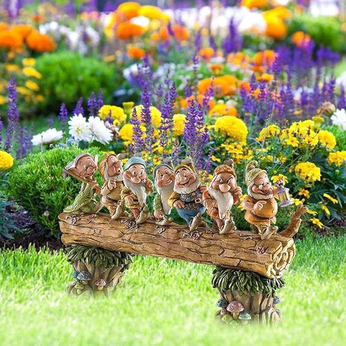 Dan&Dre Garden Gnome Statue - Cute 7 Gnome Dwarfs Elves Fairy Ornaments, Weather- Resist Goblin Statue, Indoor Outdoor Decoration for Gardens,Trees, Flower Beds, Fences, Sidewalks