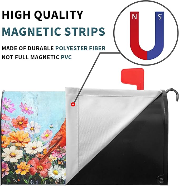 Spring Summer Birds Mailbox Cover Magnetic Standard Size 21x25.5 Inch Welcome Floral Mailbox Wraps Post Box Cover Decoration Outdoor Garden Home Yard Outside