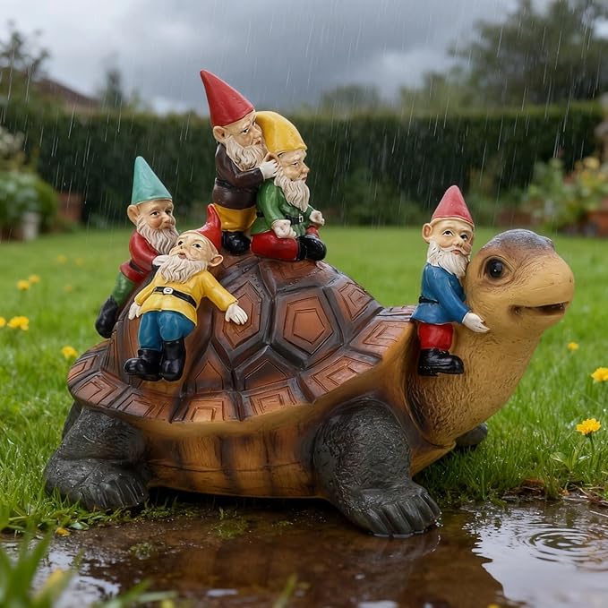 Garden Gnomes, Funny Garden Gnomes, Gnomes Riding Turtle Statue, Oudoor Garden Decor, Perfect for Festival Gifting or Garden Decoration