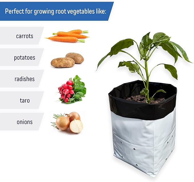 A.A 1/2 Gallon Grow Bags Black and White Poly Nursery Bags for Plants, Tree Grow, Greenhouse (100 Pack)