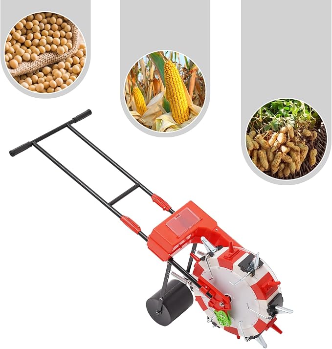Hand-Push Seeder, 8.27LBS 6 Nozzles Storage Box Precision Garden Seeder, Floor Standing Manual Seed Planter, Row Planter Seeder for Sowing Seeds, Plants, Corn, Vegetables, Etc(6 Nozzles)