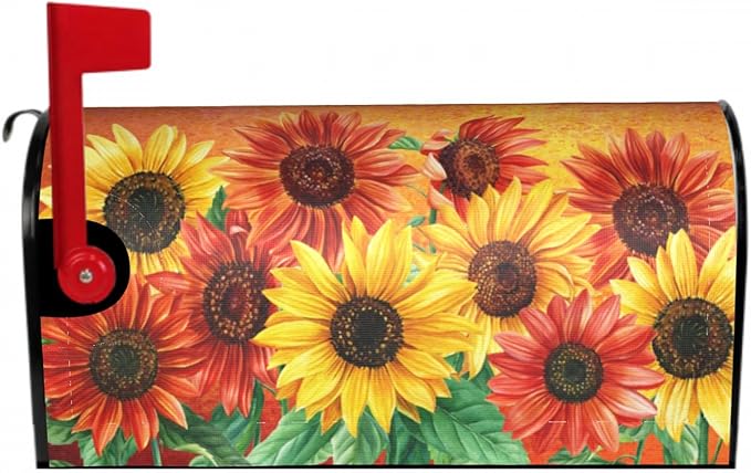 Giwawa Sunflower Mailbox Cover Autumn Mail Box Covers Fall Mailbox Covers Magnetic Standard Size 18 x 21 Thanksgiving Decorations Outdoor Welcome Mailbox Wrap