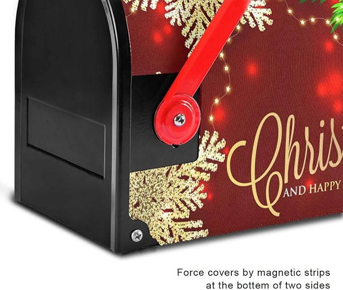 Christmas Poinsettia Flower Mailbox Cover Magnetic Mailboxes Wraps Letter Post Box Cover Decorative Standard Size 18x21 in Garden Yard Decor