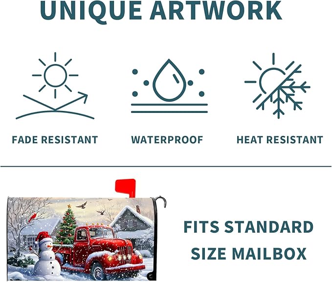 Winter Magnetic Mailbox Cover Snowman Snowflakes Mailbox Cover Magnetic Standard Size 18 X 21 Inch Christmas Mailbox Post Cover Mailbox Wraps Mailbox Decor for Home Garden Outdoor Yard