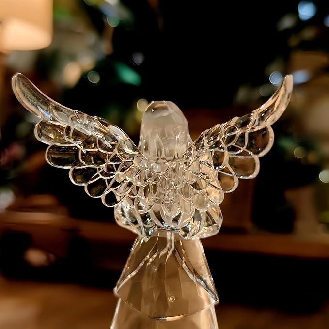 Acrylic Praying Angel Flower Fairy Figurine Statue Sculpture Figurine LED Lighted Home Table Desk Decorative Ornament