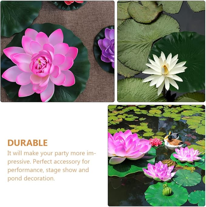 DOITOOL 3Pcs Artificial Floating Foam Lotus Leaves 23.6 Inch Large Artificial Water Lily Pads Ornaments for Patio Fish Pond Pool Aquarium Decor, Green