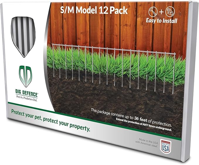Dig Defence Original Animal Barrier Fence - Small/Medium Decorative Garden Fence, Outdoor No Dig Fence for Dogs and Rabbits, Yard and Patio - 32”(L) x 8”(H), 12 Pack