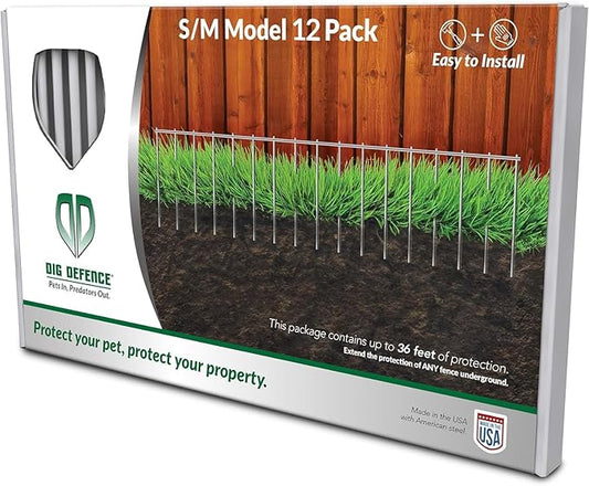 Dig Defence Original Animal Barrier Fence - Small/Medium Decorative Garden Fence, Outdoor No Dig Fence for Dogs and Rabbits, Yard and Patio - 32”(L) x 8”(H), 12 Pack
