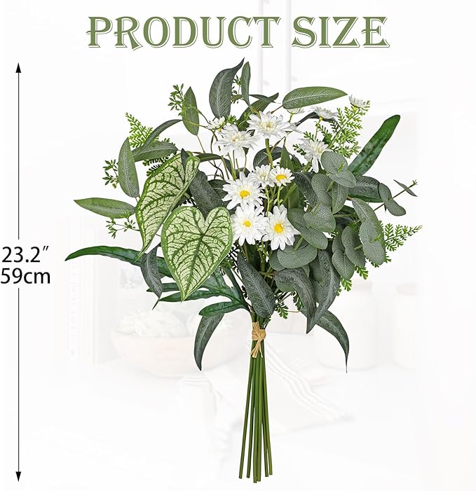 Artificial Greenery Stems Box Set, 5 Kinds Mixed Eucalyptus Leaves Silver Dollar Fern Monstera Leaf Faux Plants and Flowers for DIY Bouquets Wedding Floral Arrangements Table Centerpieces Vase Decor