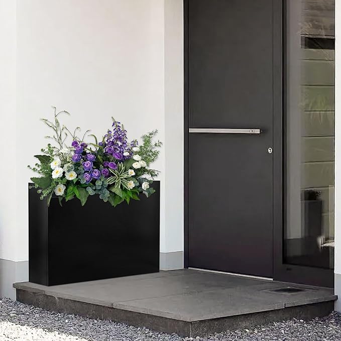 Rectangle Planter-38 L x 12" W x 30" H Tall Black Metal Large Planter Boxes Outdoor Pots,Flowers Pot Garden Porch Patio Privacy