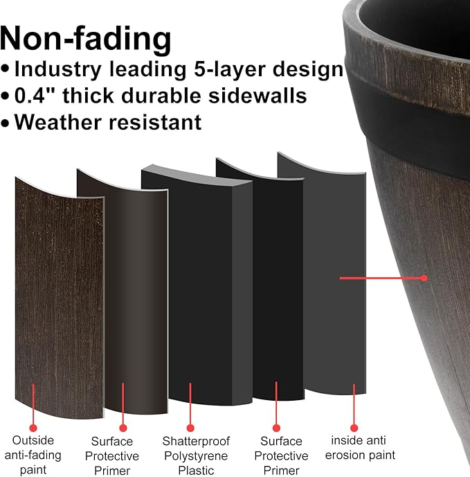 GameXcel Large Whiskey Barrel Planter for Outdoor Plants - Flower Pots Garden Wine Barrel Planter Outdoor - 21" D x 15" H