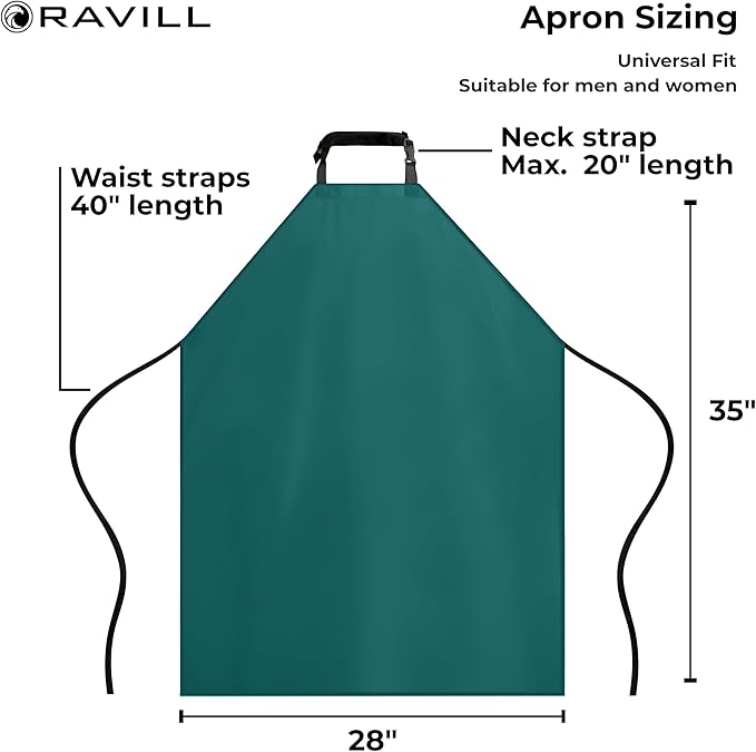 Waterproof Apron For Men and Women - 35" Multi Purpose Work Aprons for Dishwashing, Dog Grooming, Cleaning
