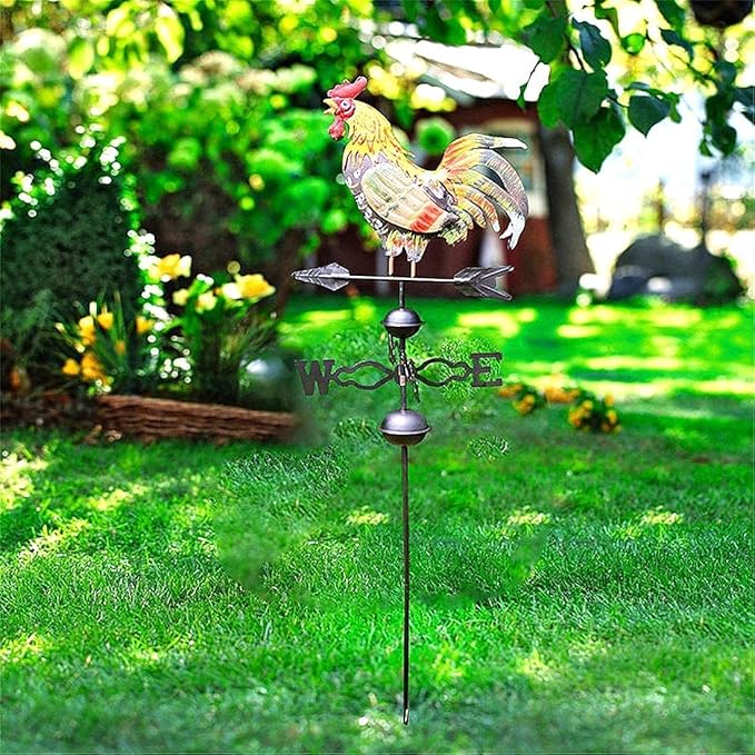 HGC 48 in. Metal Weather Vane for Garden Decor Farmhouse Decorative with Rooster Ornament Wind Vane Weathervanes