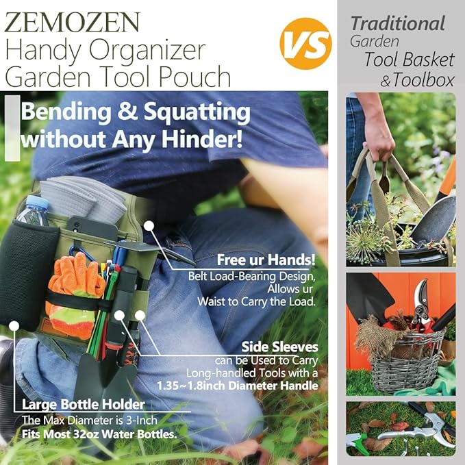 Gardening Apron Tool Belt Set - Apron With Pockets for Women, Garden Tool Belt, Great Gifts for Gardeners