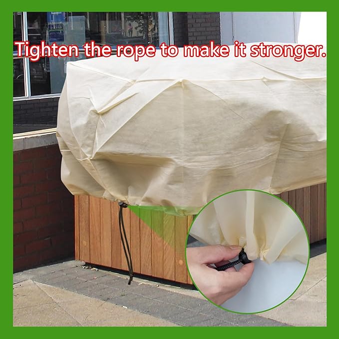 Plant Cover Freeze Protection, Winter Plant Covers, Plant Frost Cover, Tree Plant Freeze Protection Covers, Planter Plant Winter Frost Blanket with Zip Drawstring,2 Pack (39.3x17.7x15.7INCH)