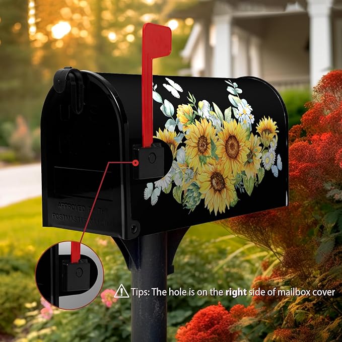 Summer Mailbox Cover Magnetic Summer Sunflower Waterproof Mail Wraps Spring Butterflies Floral Post Letter Box Covers Farmhouse Rustic Flowers Mailbox Covers Decor for Garden Yard 18x21 Inch