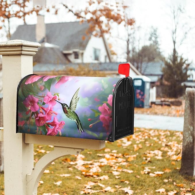 Flowers Magnetic Mailbox Cover - 18 x 21 Inch Bird & Floral Design - Spring/Summer Mailbox Wrap
