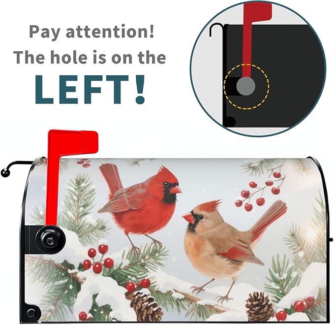 Winter Cardinal Bird Large Mailbox Covers Magnetic Oversized Christmas Snow Scene Holiday Mailbox Wraps Seasonal Outdoor Decorative Letter Box Cases for Home Garden Outside Decor, 25.5 x 21 Inch
