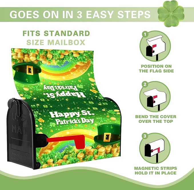 Nanikore St. Patrick's Day Mailbox Covers Spring Green Shamrock Mailbox Covers Magnetic Standard Size 21x18 Inches for Outdoor Garden Yard Decor (St. Patrick's Day8)