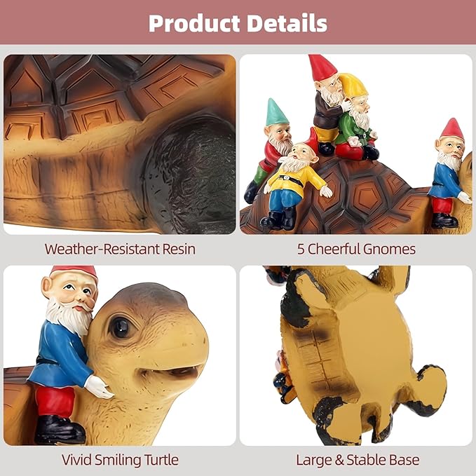Garden Gnomes, Funny Garden Gnomes, Gnomes Riding Turtle Statue, Oudoor Garden Decor, Perfect for Festival Gifting or Garden Decoration