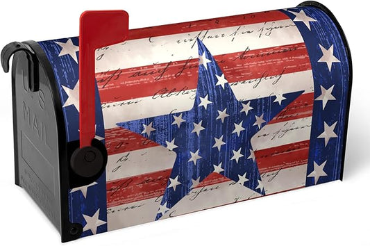 America Flag Mailbox Cover Large Size Magnetic Patriotic Star Mail Box Wrap 4th of July Memorial Letter Post Box Cover Independence Day Mailbox Covers for Outside Oversized 25.5 X 21 Inch
