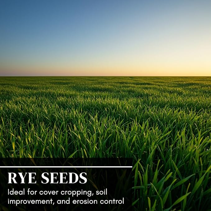 No-Till Winter Rye Seeds - 5 Lbs - Non-GMO Rye Grain Cover Crop Seeds - Healthy Soil Protection, Erosion Control, and Forage