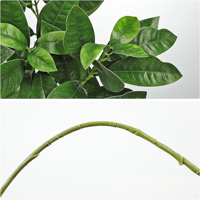 29.9" Artificial Greenery Branches Faux Green Leaves Stems for Vase Filler 3pcs Fake Fiddle Plant for Table Centerpiece Home Office Party Wedding Decoration Green