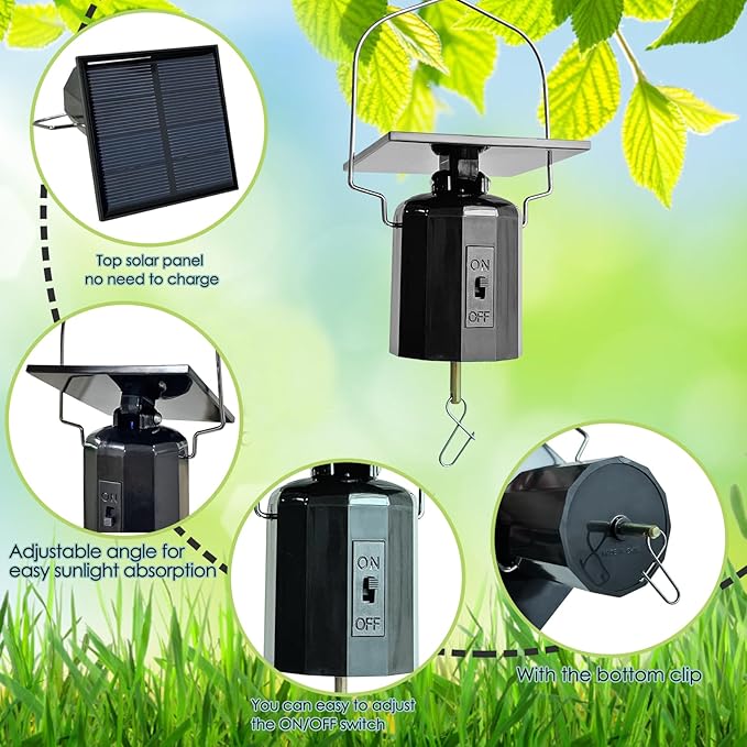Solar Wind Spinner Motor - Revolving Solar Energy Operated Motor Rotating for Garden Spinners, Windchime, Suncatcher, Hanging Display Motor for Patio Lawn Yard Art Decoration Outdoor Décor