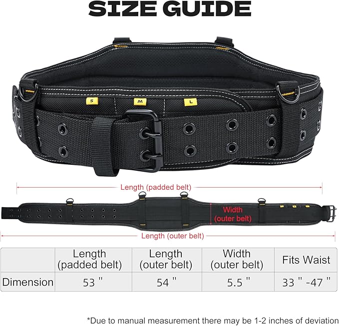 MELOTOUGH Carpenters Tool Belt with Suspenders Professional Tool Belt Combo Organizer With Tool Pouch Suspenders with 32 Pockets and Loops fits 33"-47"Waist for Electrican/Contractor/Technican(Yellow)