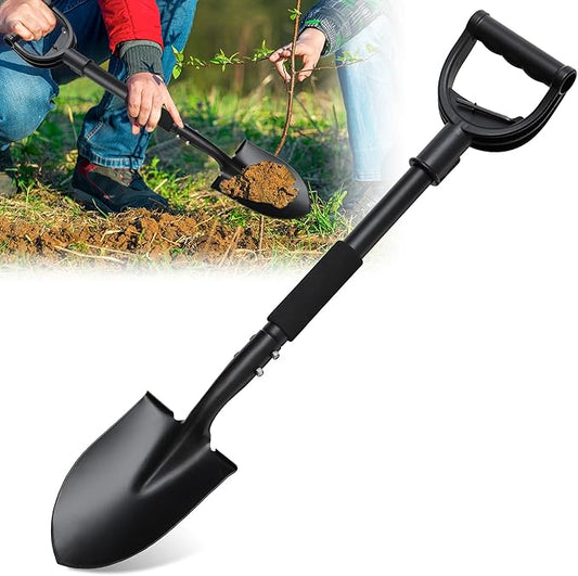 Garden Shovels for Digging, Small Beach Shovel with D-Handle 31 inch, Metal Sand Survival Camping Adult Kids Shovel for Gardening Cleaning