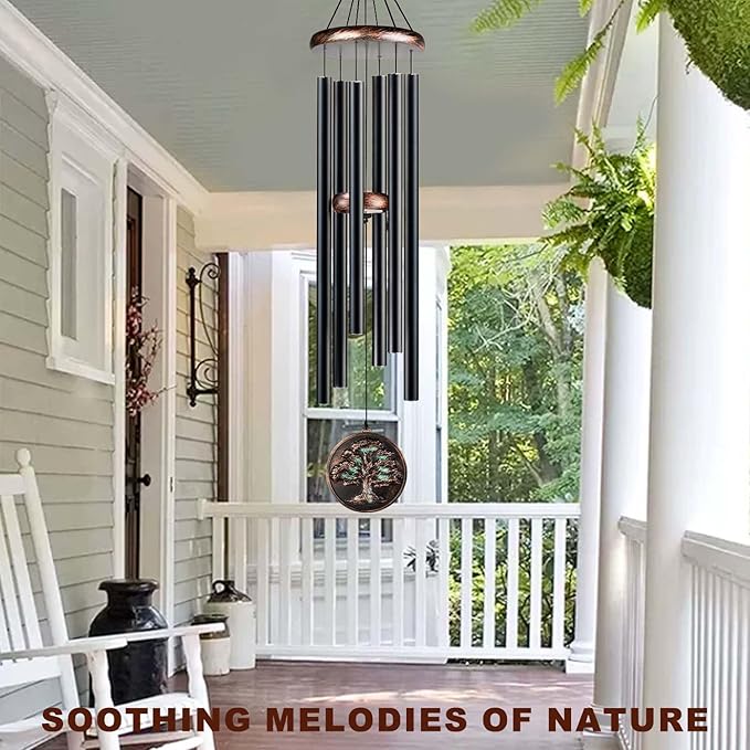 Large Wind Chimes for Outside, 48" Vintage Tree of Life Deep Tone Wind Chime Outdoor Clearance with Heavy Tubes, Patio Porch Garden Decoration, Memorial Gifts for Women Men Mom