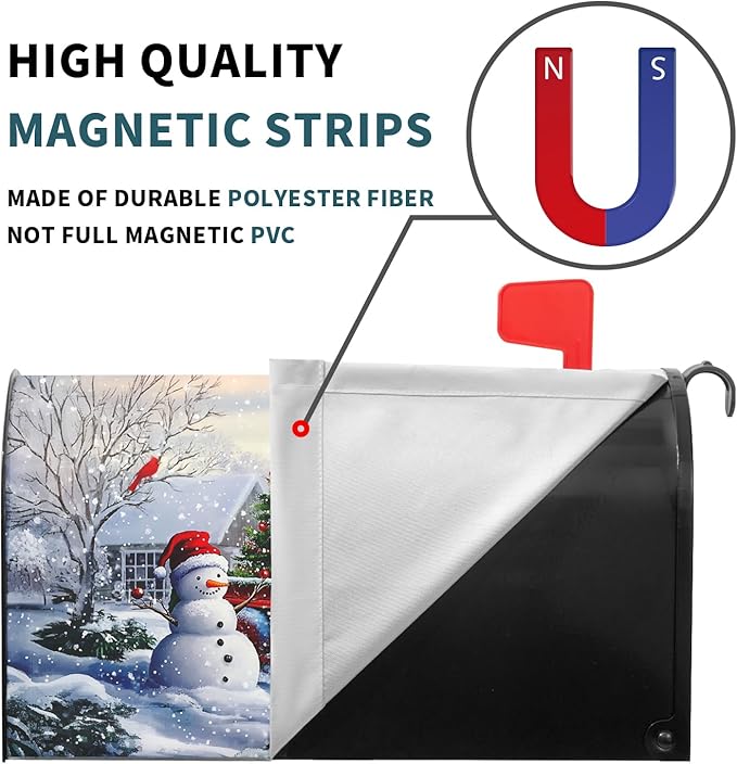 Winter Magnetic Mailbox Cover Snowman Snowflakes Mailbox Cover Magnetic Standard Size 18 X 21 Inch Christmas Mailbox Post Cover Mailbox Wraps Mailbox Decor for Home Garden Outdoor Yard