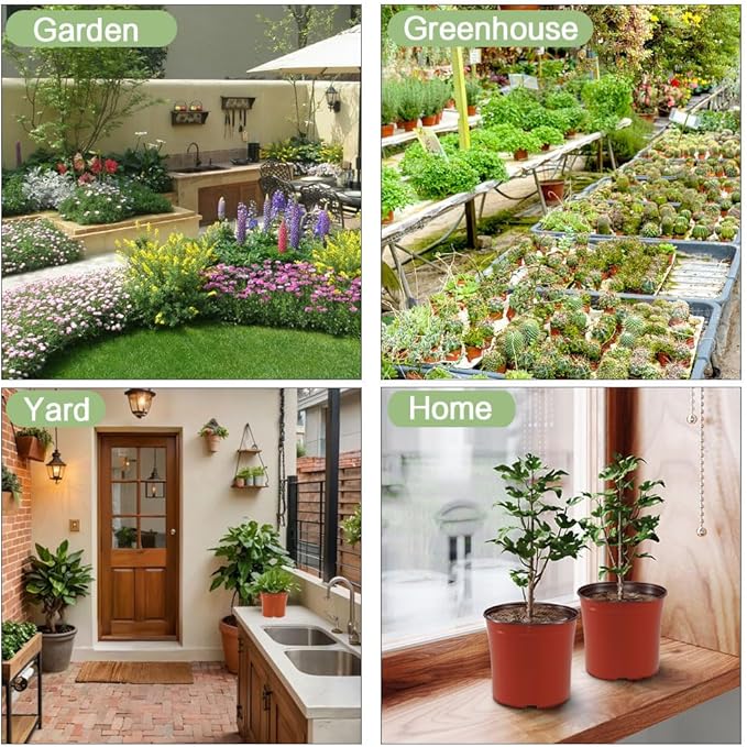100 Pcs Plant Nursery Pots, 6 Inch Large Plant Seedling Pots with Labels Plastic Plant Flower Pots with Drainage Holes Indoor Outdoor for Succulent Cutting Transplanting