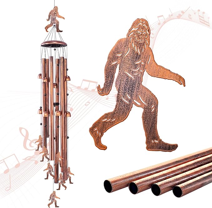 Extra Large Bigfoot Wind Chimes Outdoor Big Foot Sasquatch Gifts for Men Women Mom Dad Birthday Gardening Gifts Metal WindChimes for Outside/Indoors, Lawn, Patio, Yard Decor, Garden Decorations