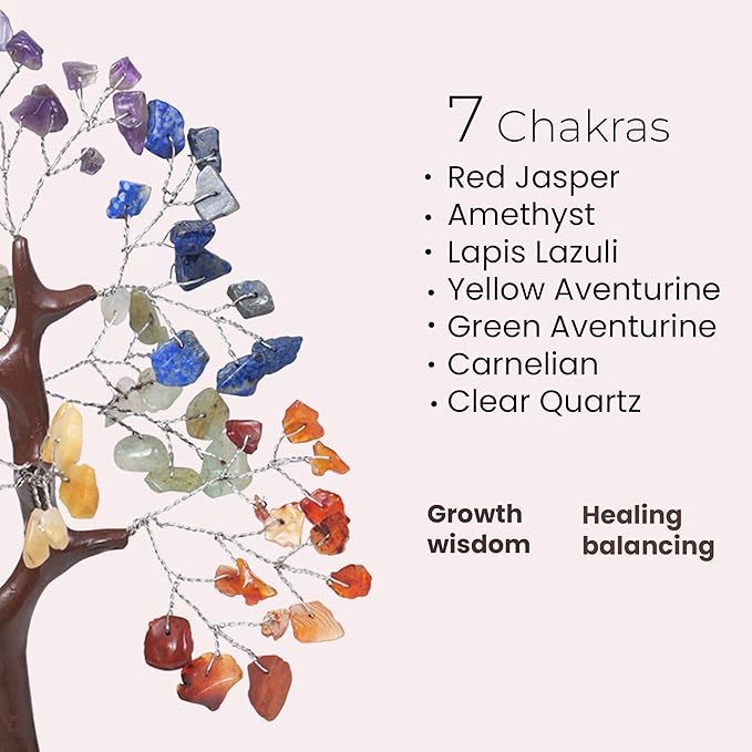 PYOR 7 Chakra Tree of Life Crystal Tree, Healing Crystals, Office Desk Accessories for Women, House Warming Gifts New Home, Crystals and Healing Stones, Office Decor, Crystal Gifts for Women