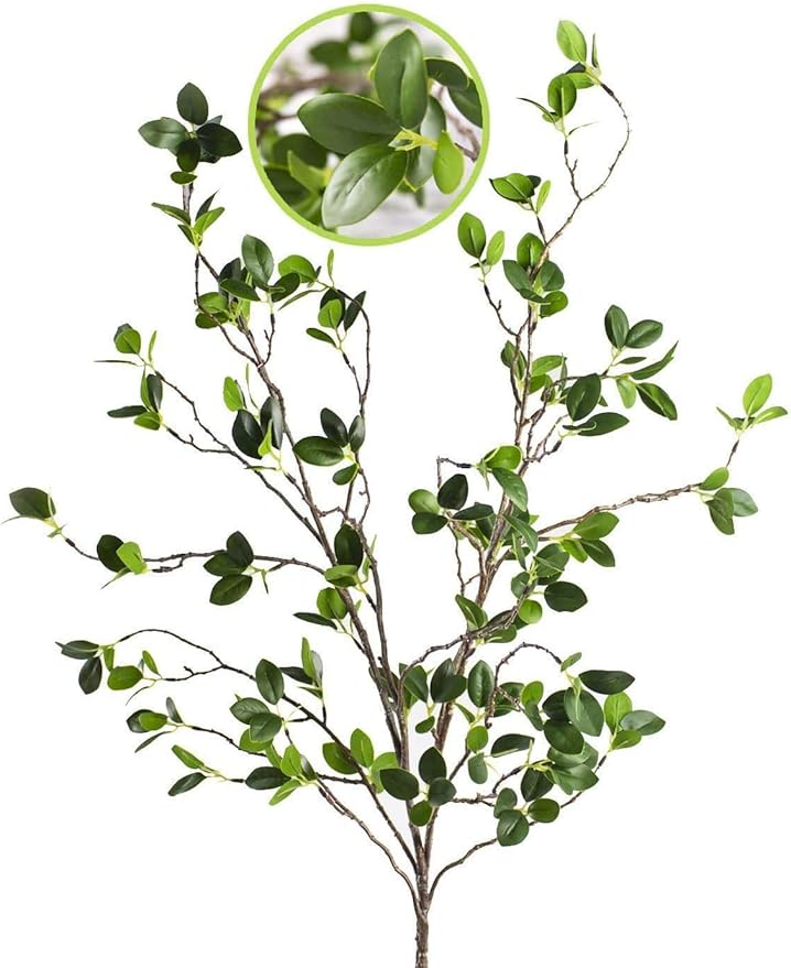 HWL Artificial Plant 43.3 Inch Green Branches Leaf Shop Garden Office Home Decoration (2 pcs)