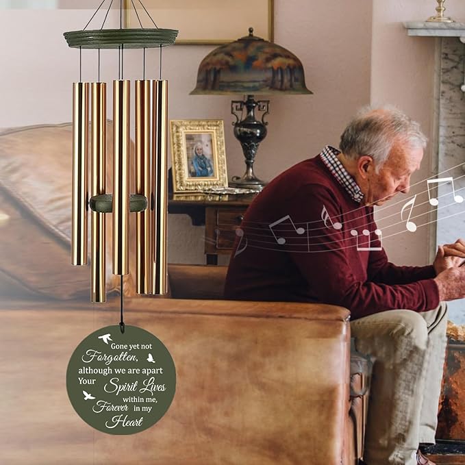 Sympathy Wind Chime Personalized, 36inch Memorial Gifts Wind Chimes in Loving Memory, Loss of Loved Mom/Dad, Sympathy Gifts Wind Chimes for Funeral Outside Decor (Produced in USA)