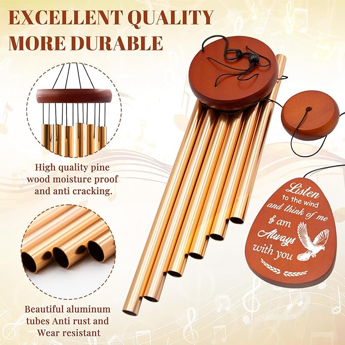 Memorial Wind Chimes, 25" Sympathy Gifts for Loss of Loved One, Memorial Gifts for Loss of Mom Dad, Bereavement Gift Ideas for Garden Home Outdoors