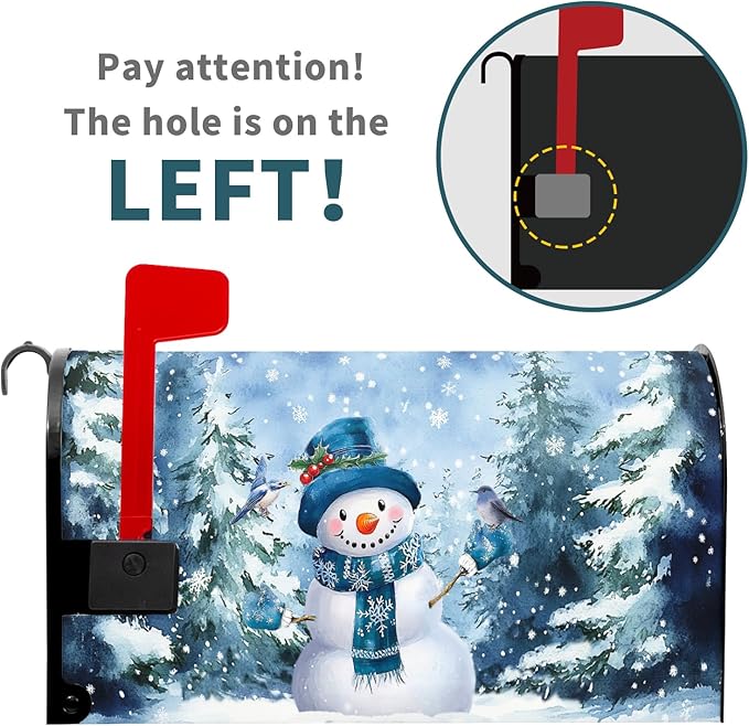 Blue Winter Magnetic Mailbox Cover Snowman Mailbox Cover Magnetic Standard Size 21 X 25.5 Inch Christmas Tree Mailbox Post Cover Mailbox Wraps Mailbox Decor for Home Garden Outdoor Yard