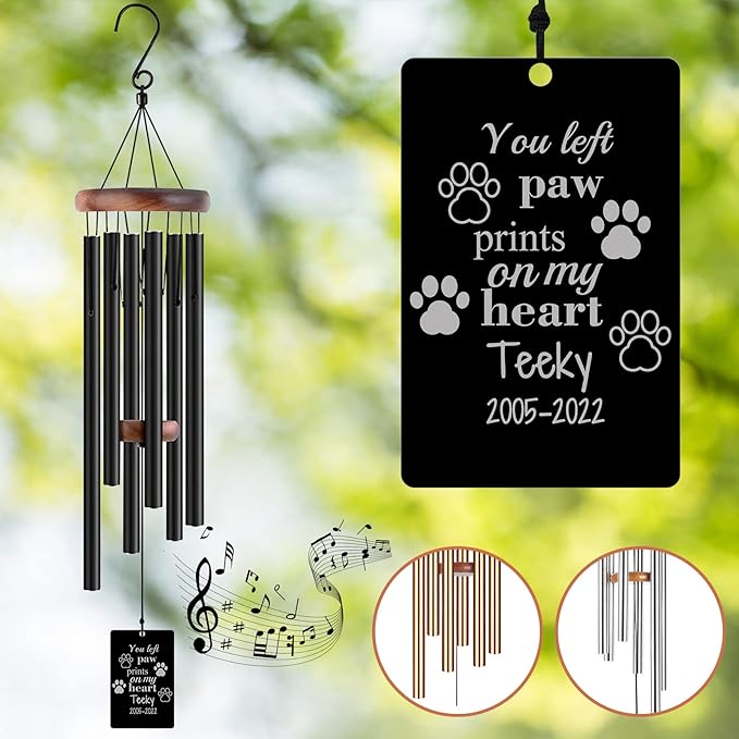 Pet Memorial Wind Chimes Engraved Personalized Wind Chimes for Loss of Loved Dog,Sympathy Wind Chimes for Outside,Bereavement/Remembrancegifts for Loss of Dog