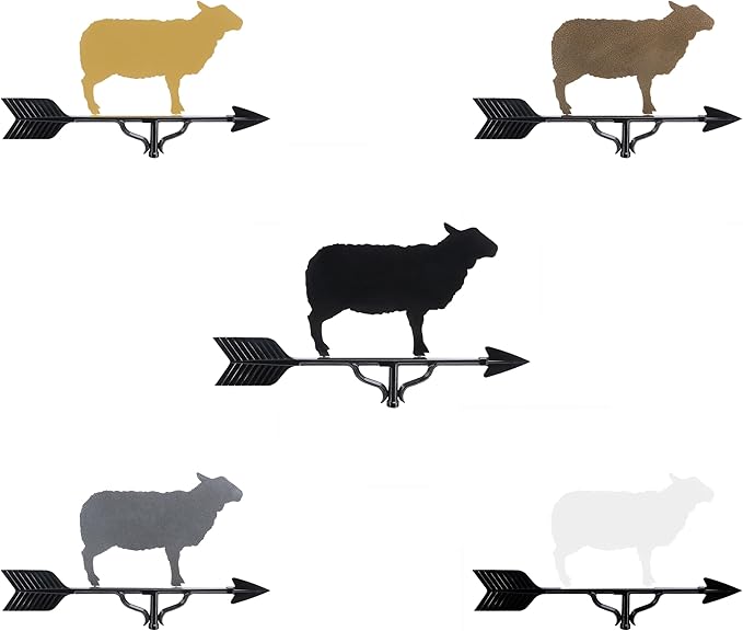 Sheep Weathervane - Metal Sheep Weathervane - Roof Mount Included - 4 Mount Options - 14 Colors Available