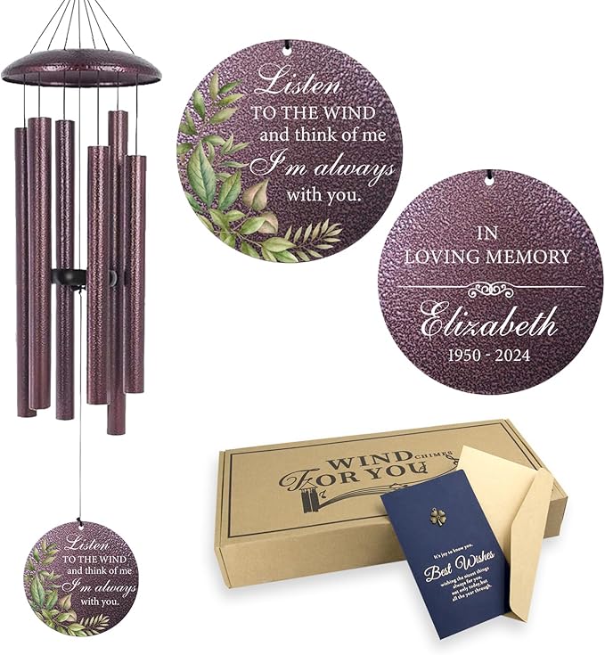 ASTARIN Personalized Memorial Wind Chime for Loss of Loved One 30/36/42 inch, Sympathy Deep Tone Wind Chimes for Mom Dad/Mother Father, Remembrance Gifts for Grief Condolence Funeral, Bereavement 18